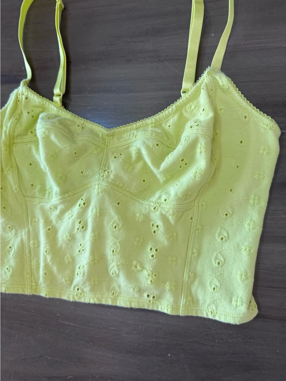 Free People Eyelet Cropped Cami Women’s M Butter Yellow